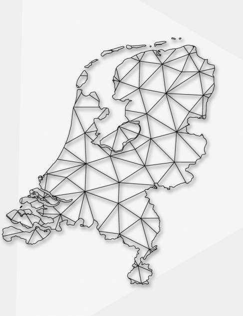 Kaart van Nederland met zwarte lijnen