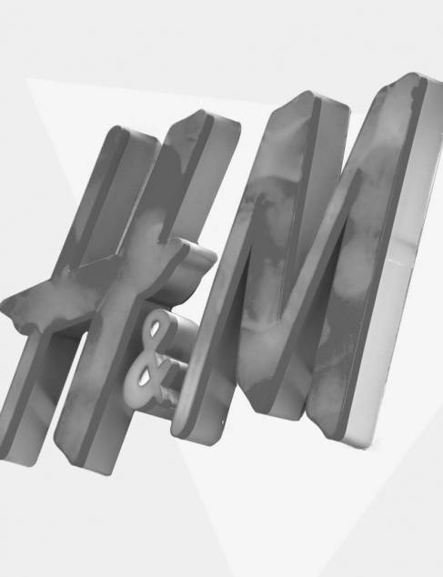 3D logo H&M, zwart wit